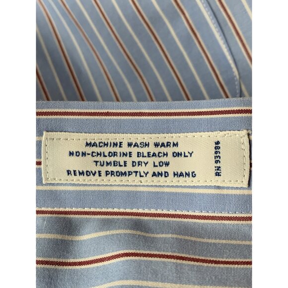 Brooks Brothers Mens Slim Fit Cotton Striped Dress Shirt 17.5 neck L/XL RN10508 - Picture 5 of 8